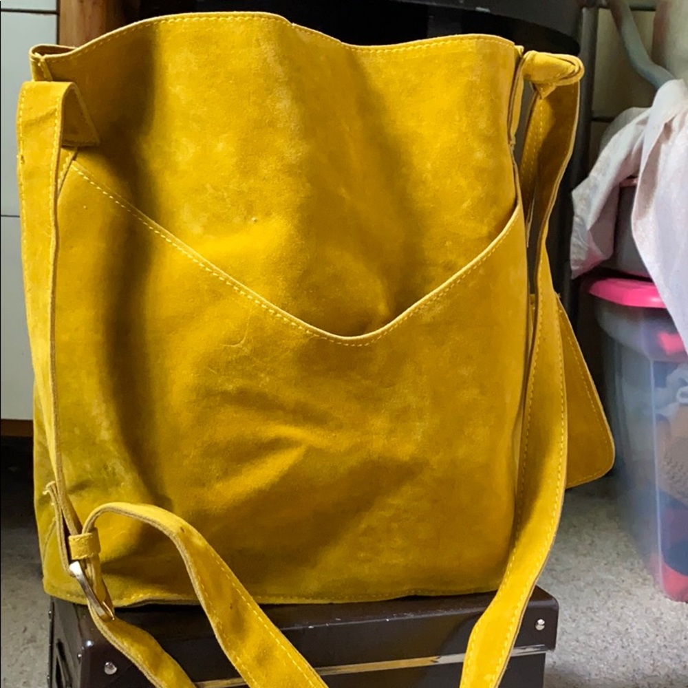 Mustard yellow faux suede bag